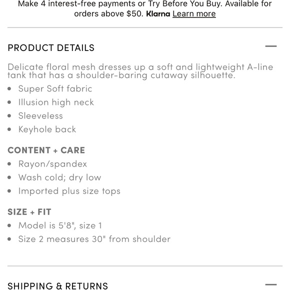 Torrid super soft high lace inset tank - Picture 5 of 11